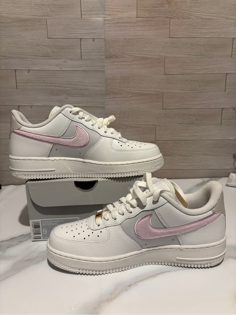 Nike Women’s Air Force 1 Low — White with Light Pink Swoosh